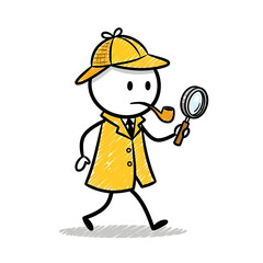 Stick Figure Detective with Magnifying Glass