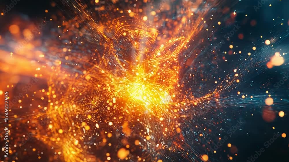 Canvas Prints fiery explosion of energetic particles sparking in space