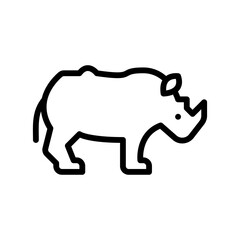 Outline Drawing Of A Rhinoceros On A Transparent Background Simple Minimalist Graphic Vector Art