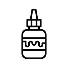 Outline Icon of a Glue Bottle with Dripping Liquid on a Transparent Background Simple Vector Art