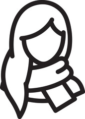 Russian woman avatar avatar with long hair, winter scarf element_traced