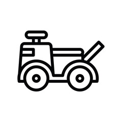 Outline Icon of a Small All Terrain Vehicle ATV with Four Wheels and a Tow Hitch on a White Background