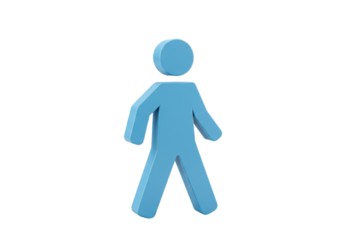 Light blue stick figure PNG isolated on transparent background, human representation for design and infographics