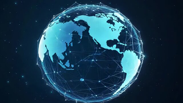 Globe with global network connection lines and dots