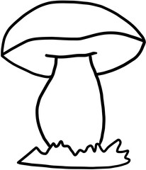 Vector illustration of a growing mushroom, symbolizing autumn harvest, nature, and seasonal growth. Isolated on a transparent background