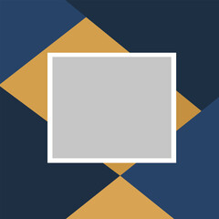 Creative design vector art of abstract geometric background with overlapping squares and diamonds in navy blue and gold