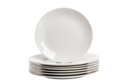 a set of white ceramic plates