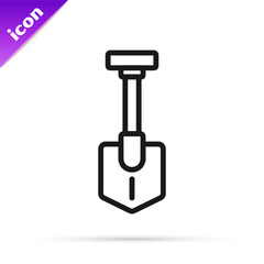 Black line Shovel icon isolated on white background. Gardening tool. Tool for horticulture, agriculture, farming. Vector