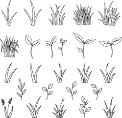 seamless floral pattern with plants Grass Clumps and Seedlings Line Art | Botanical Spring Doodles Vector

Hand Drawn Outline of Growing Plants | Sprout and Turf Sketch Set

Minimalist Gardening and N
