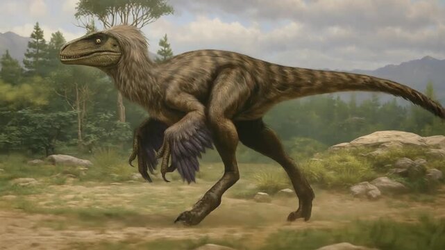 Dinosaur velociraptor realistic animation 3D