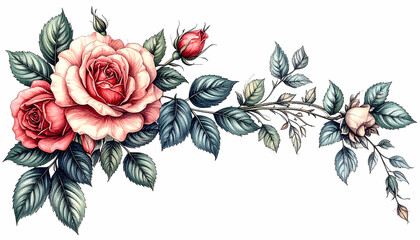 Romantic watercolor roses illustration, perfect for wedding invitations or heartfelt greetings