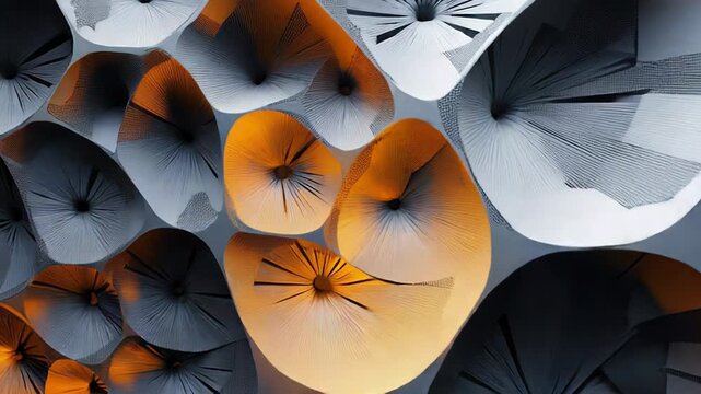 Organic abstract pattern creating illuminated honeycomb structure