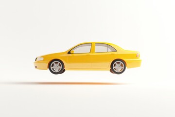 Fototapeta premium Modern yellow car floating on white background for transportation concept design