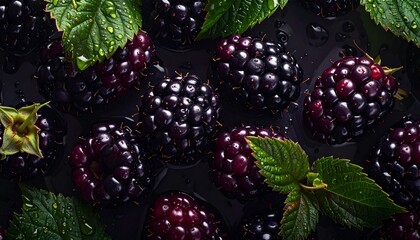 Close-up of fresh blackberries, background. Healthy eating concept.