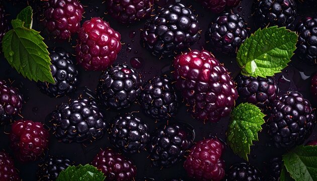 Close-up of fresh blackberries, background. Healthy eating concept.