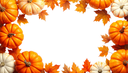 Autumn pumpkin border, Halloween frame