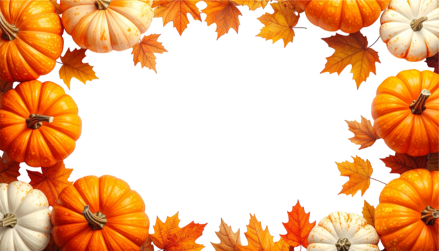 Autumn pumpkin border, Halloween frame 