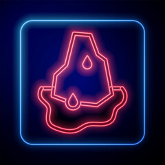 Glowing neon Glacier melting icon isolated on black background. Vector