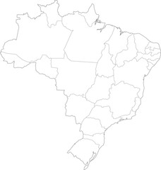 Detailed map of Brazil with states and borders, vector illustration.
