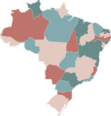 Detailed map of Brazil with states and borders, vector illustration.
