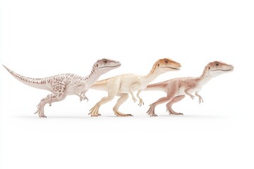 Fototapeta premium Realistic dinosaur models lineup showcasing detailed features and textures