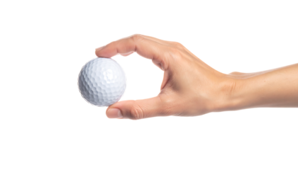 ゴルフボールに触れる手｜背景なし・透過PNG
