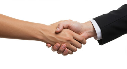 hand giving handshake gesture, trust and partnership, white background