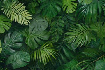 Tropical foliage close up: a lush journey through vibrant jungle leaves for nature design