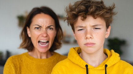 Obraz premium Woman and child in living room.