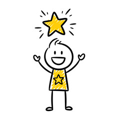 Stick Figure with a Shining Star