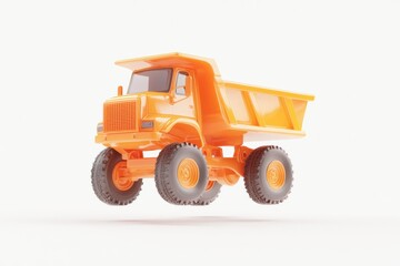 Fototapeta premium Vibrant orange toy dump truck for children's play and imaginative fun