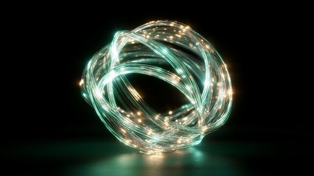 Enchanting glowing orb with intricate rotating light patterns for mystical design