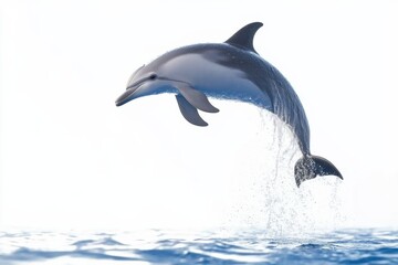 Naklejka premium Majestic dolphin leaping from ocean waves capturing marine beauty