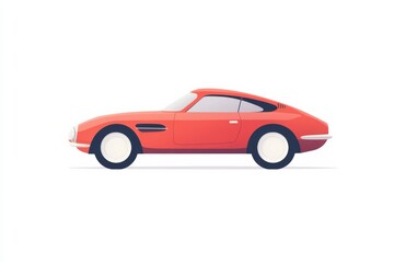 Fototapeta premium Vibrant red toy car illustration for children's playroom decor
