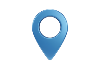 Blue map pointer PNG isolated on transparent background, location pin for navigation and travel concepts
