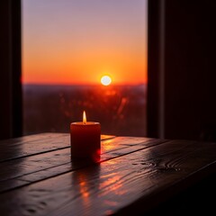 Candlelight Serenity - A Warm Glow Against the Sunset.