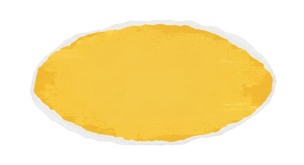 Blank yellow torn paper with a ripped edge, oval shape for text or design. Isolated on transparent background, png
