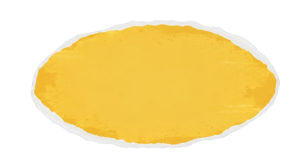 Blank yellow torn paper with a ripped edge, oval shape for text or design. Isolated on transparent background, png