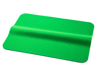Green felt-edge squeegee for vinyl wrap and decal application on a transparent background