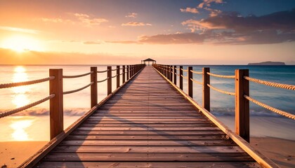 Wooden pier at sunrise