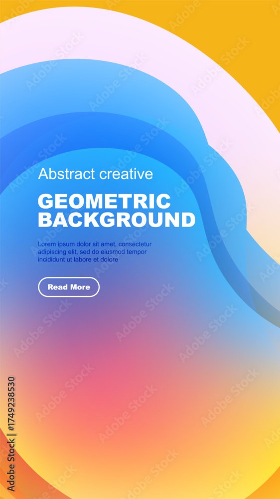 Wall mural abstract gradient design. vibrant colors blend, creating modern geometric backdrop with text, button