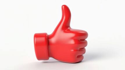 Bright red thumbs up icon symbol of approval and success