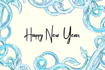 Happy new year greeting card isolated on white background