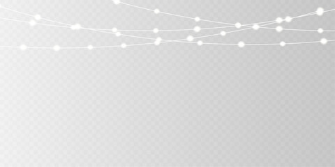 Glowing Christmas garland overlay transparent vector background