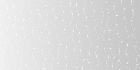 Christmas light PNG set glowing garlands on transparent background