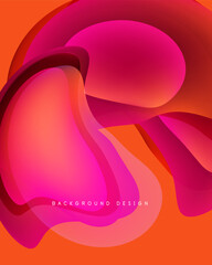 Abstract flowing shapes, vibrant pinks, oranges create dynamic background. Smooth gradients suggest depth, modern aesthetic.