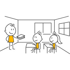 Time to Distribute Course Materials Instructor Presenting Documents to Students in a Classroom Setting.