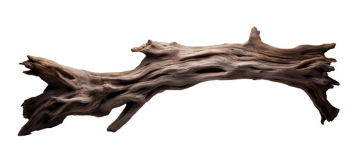 Fototapeta premium dark dead driftwood piece isolated on white or transparent png