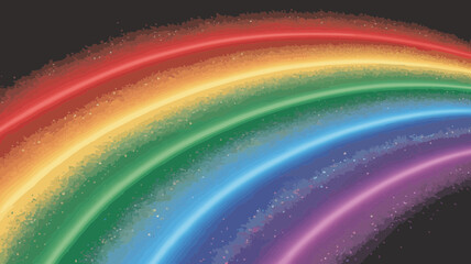 A rainbow arc with a dark background and speckled texture in vibrant colors of the spectrum