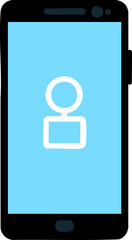 Smartphone icon with user profile screen for mobile app and contact